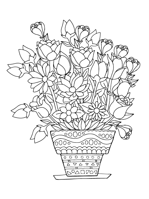 Dibujo de Flowers Design For Adult Coloring Pagepng para Colorear