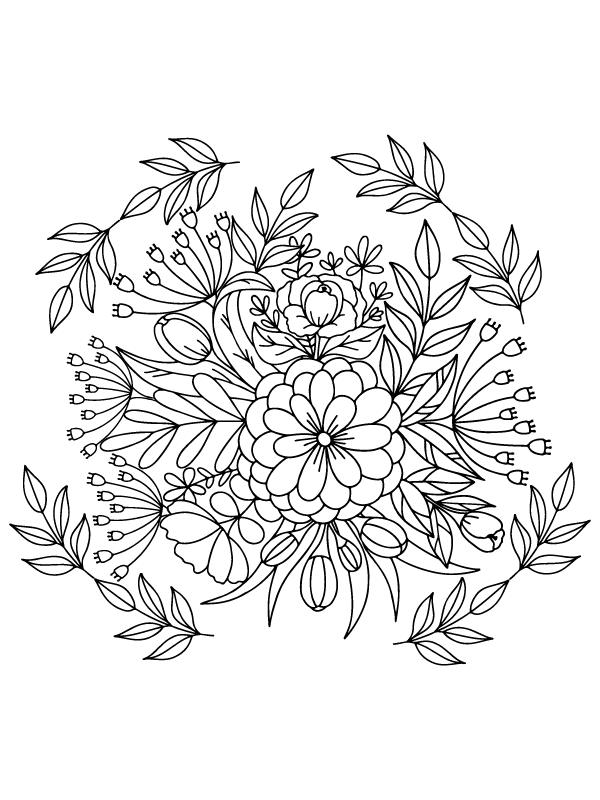 Dibujo de Flowers For Adult Coloring Pagepng para Colorear