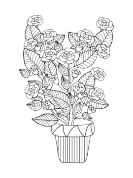 Dibujo de Rose With Leaves Coloring Pagepng para Colorear