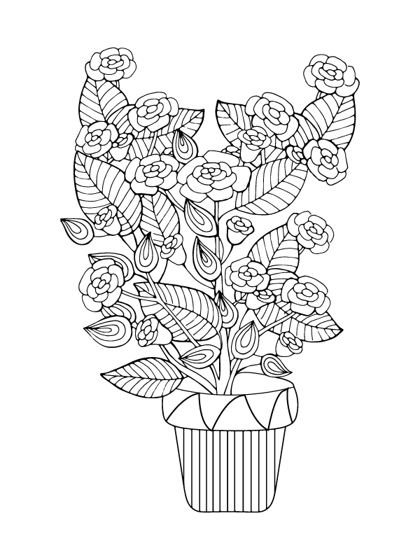 Dibujo de Rose With Leaves Coloring Pagepng para Colorear