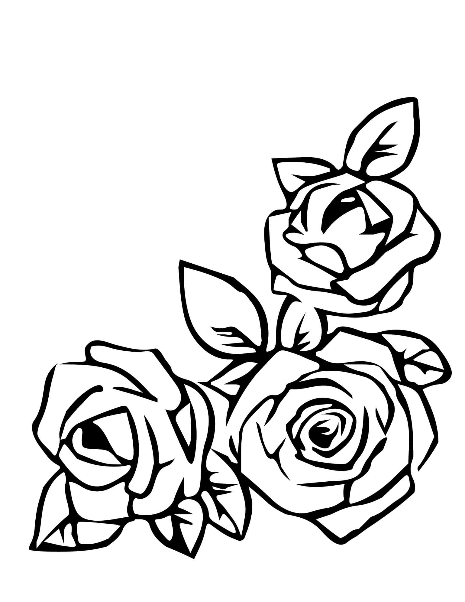 Dibujo de Flores Rosas Dulces para Colorear