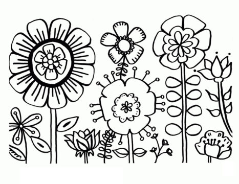 Dibujo de Hojas y Flor para Colorear