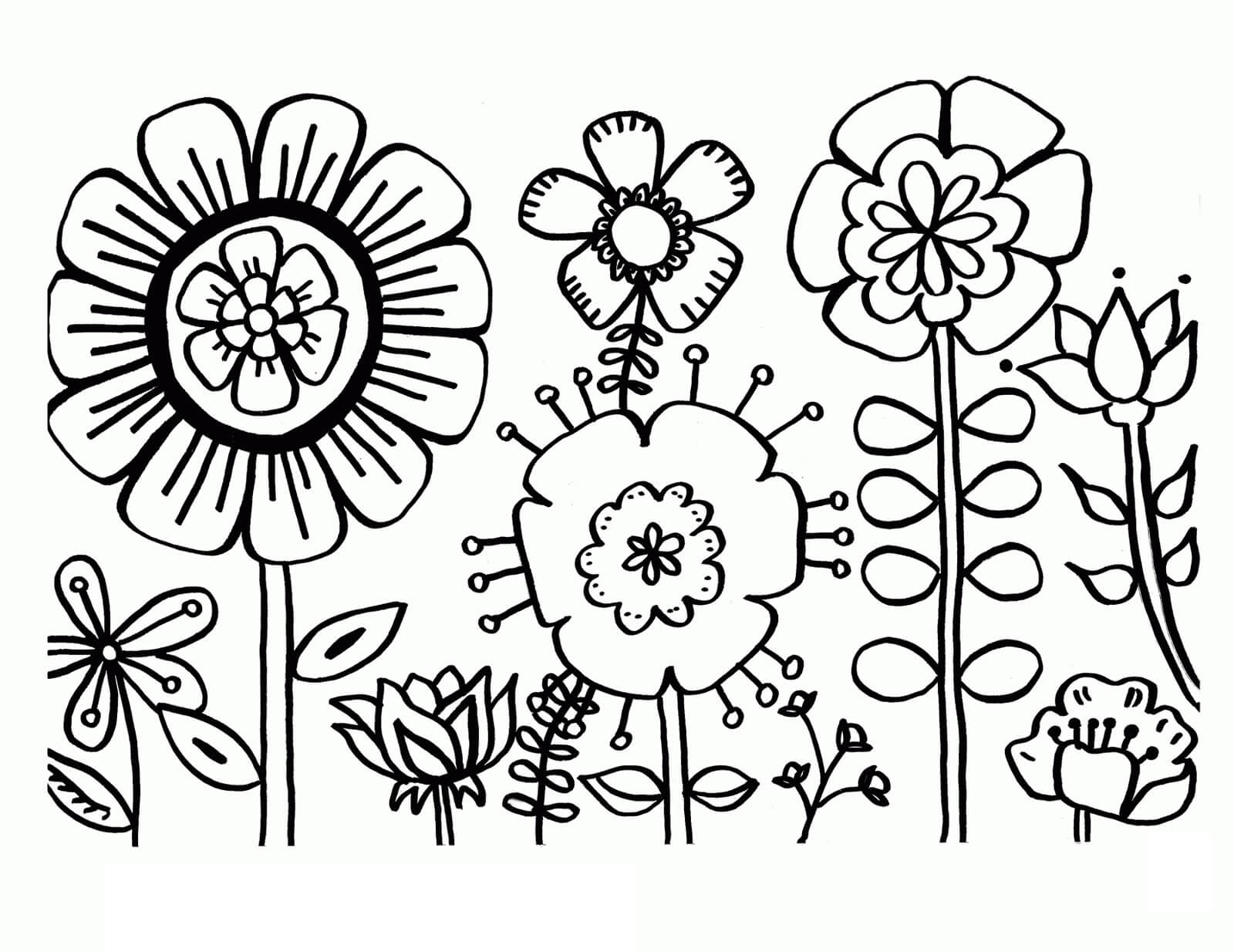 Dibujo de Hojas y Flor para Colorear