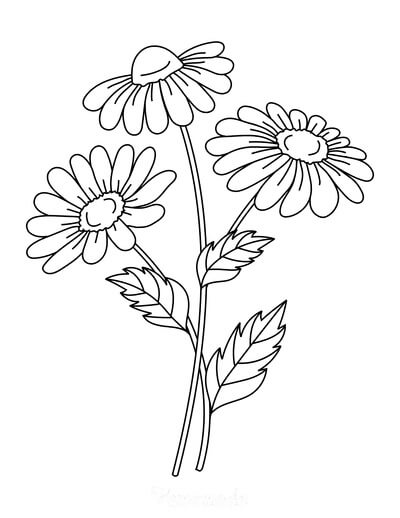 Dibujo de Tres Flores 1 para Colorear