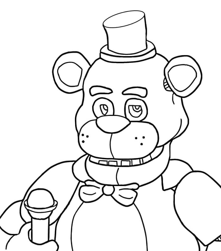 Dibujo de Cara Freddy Sosteniendo Micro para Colorear