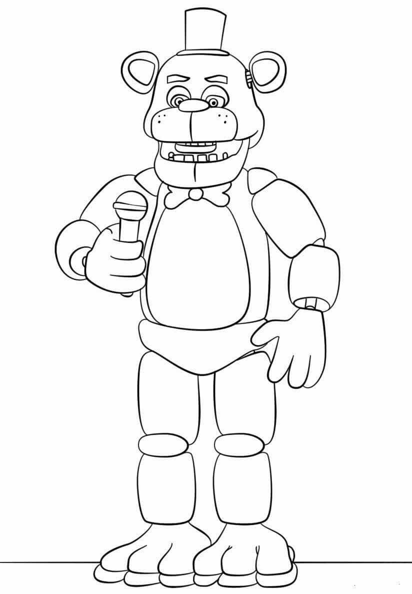 Dibujo de Freddy Dorado Marchito Sosteniendo el Microfono para Colorear