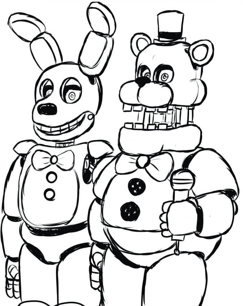 Dibujo de Freddy y Bonnie Fnaf para Colorear