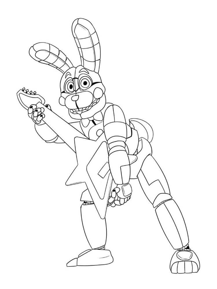 Dibujo de Juguete Bonnie Tocando la Guitarra para Colorear