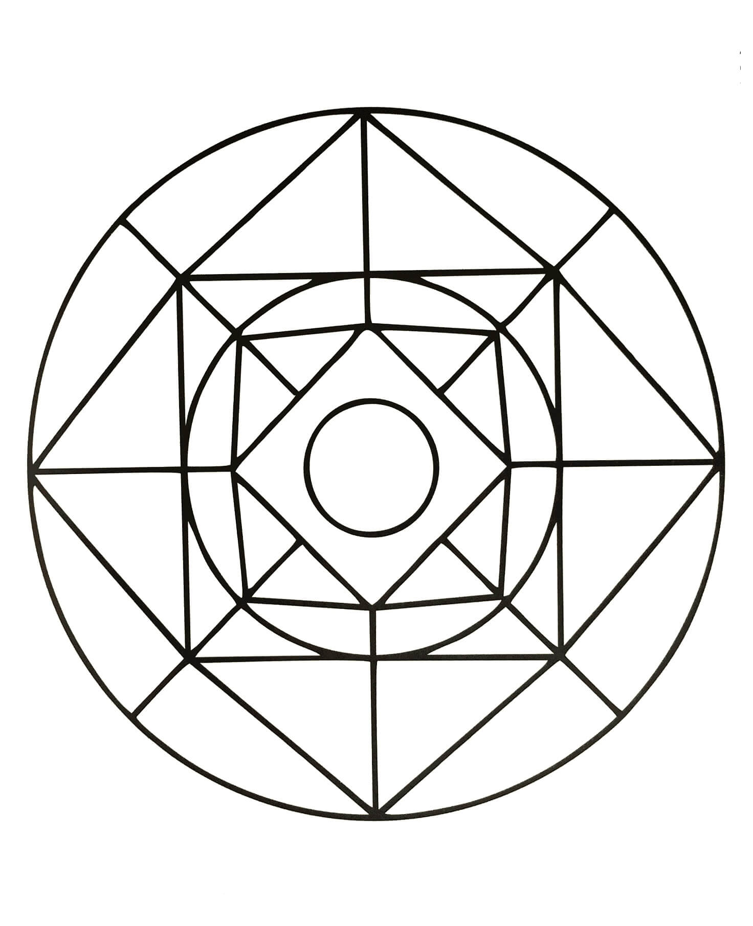 Dibujo de Cuadrado y círculo Geometrico para Colorear