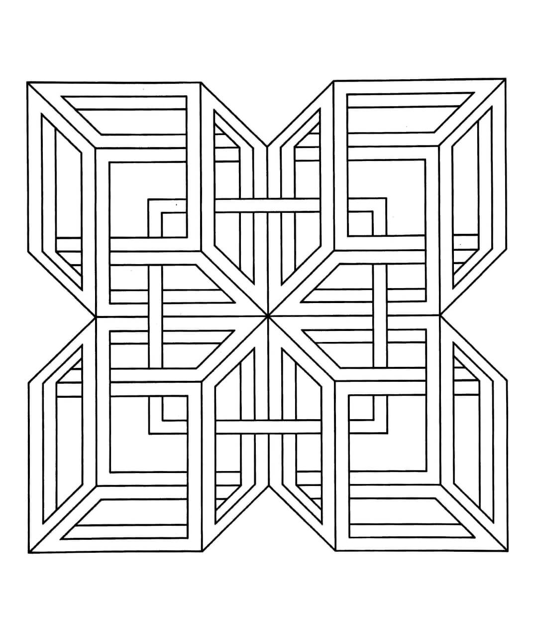 Dibujo de Cuadrados Complejos Geometricos para Colorear