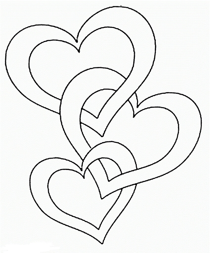 Dibujo de Triple corazón para Colorear