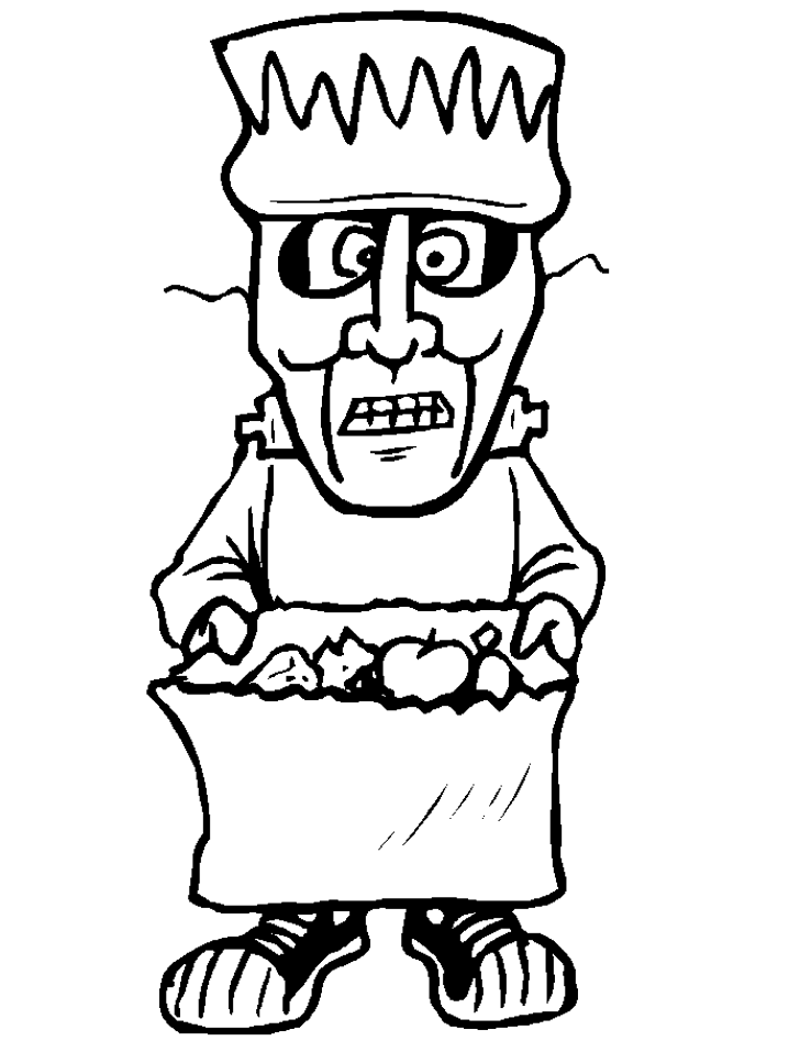 Dibujo de Frankenstein Pide Caramelos para Colorear