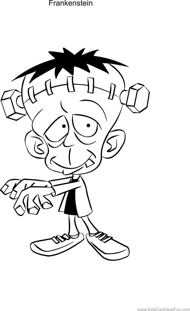 Dibujo de Frankenstein y Cabeza Divertida para Colorear