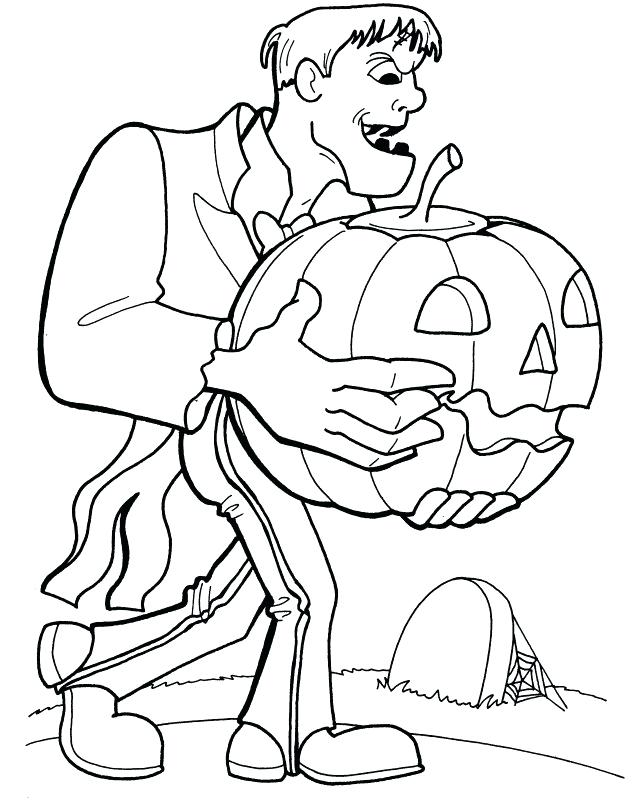 Dibujo de Frankenstein y Calabaza para Colorear