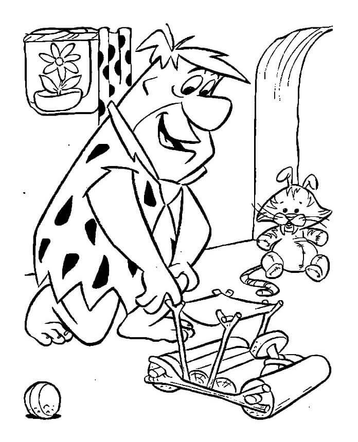 Dibujo de Fred Flintstone Jugando para Colorear