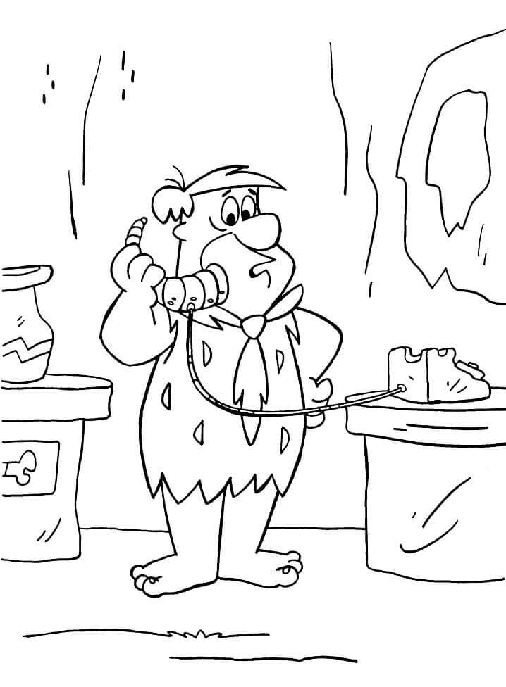 Dibujo de Fred Flintstone Llamando para Colorear
