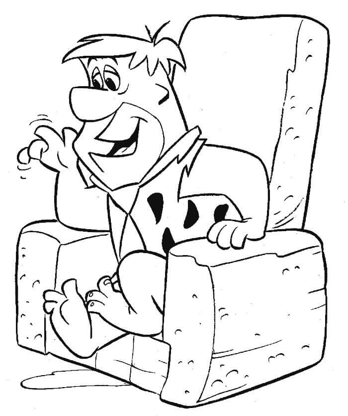 Dibujo de Fred Flintstone Sentado en una Silla para Colorear