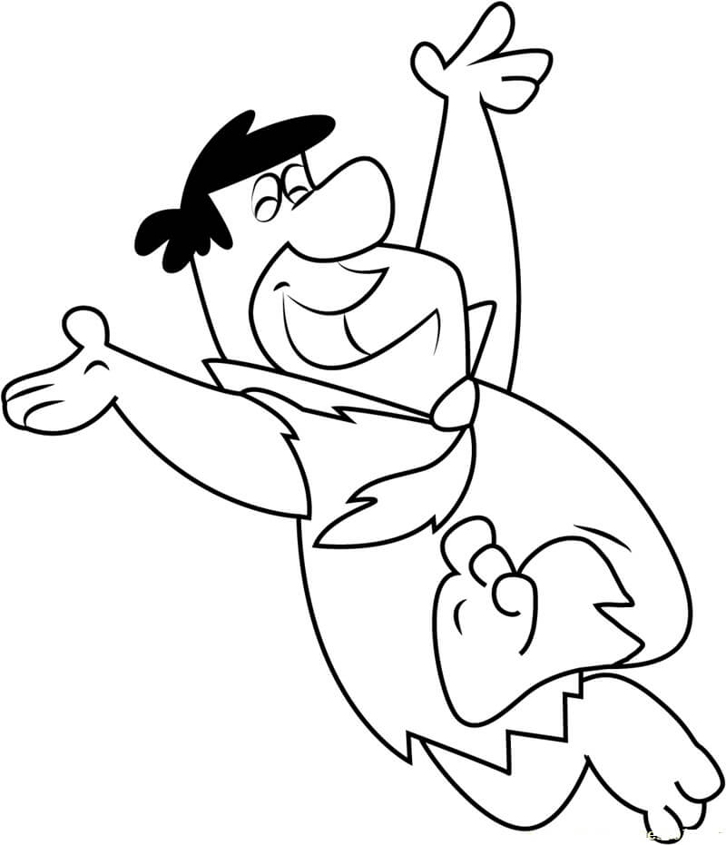 Dibujo de Fred Flintstones Feliz para Colorear