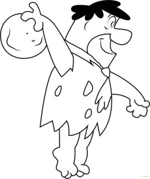 Dibujo de Fred Flintstones Juega a los Bolos para Colorear