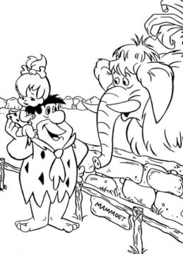 Dibujo de Fred Flintstones Va al Zoolgico para Colorear