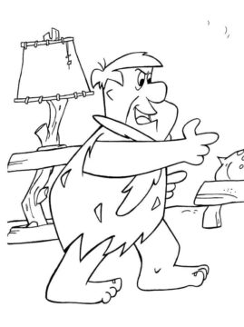 Dibujo de Gracioso Fred Flintstone para Colorear