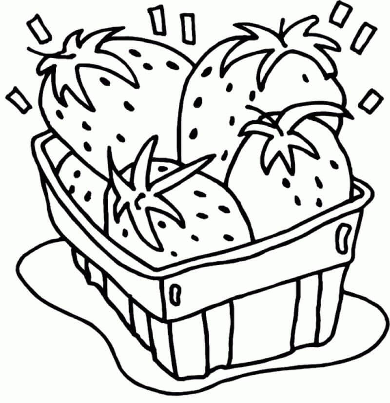 Dibujo de Caja de Fresas para Colorear