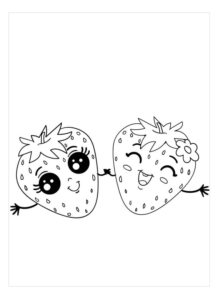 Dibujo de Dos Fresas Lindas para Colorear