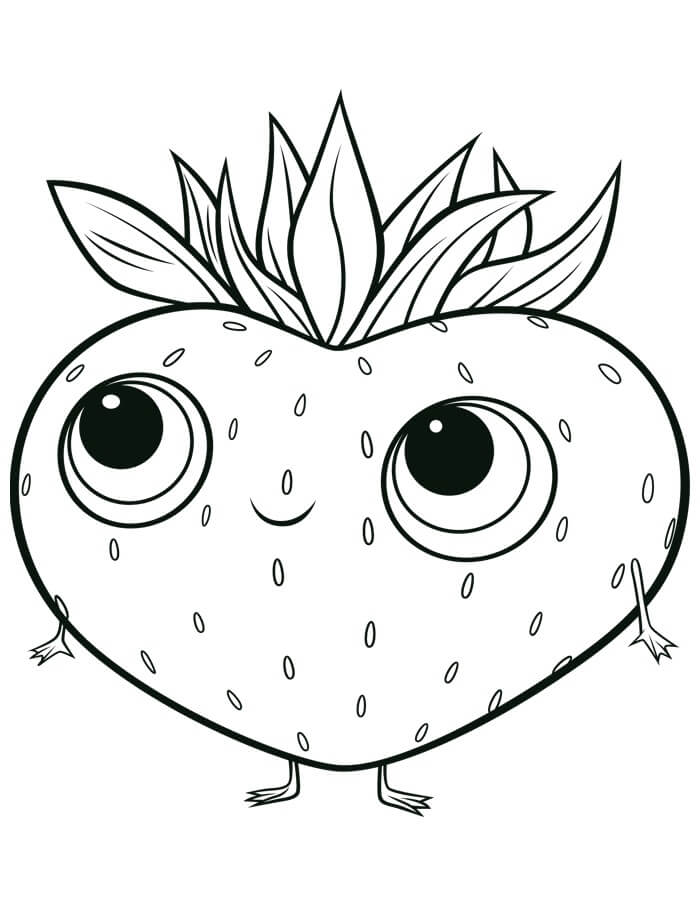 Dibujo de Fresa Adorable para Colorear