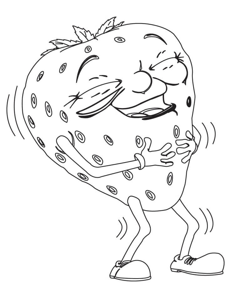 Dibujo de Fresa Riendo para Colorear