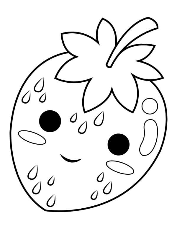 Dibujo de Fresa Sonriente para Colorear
