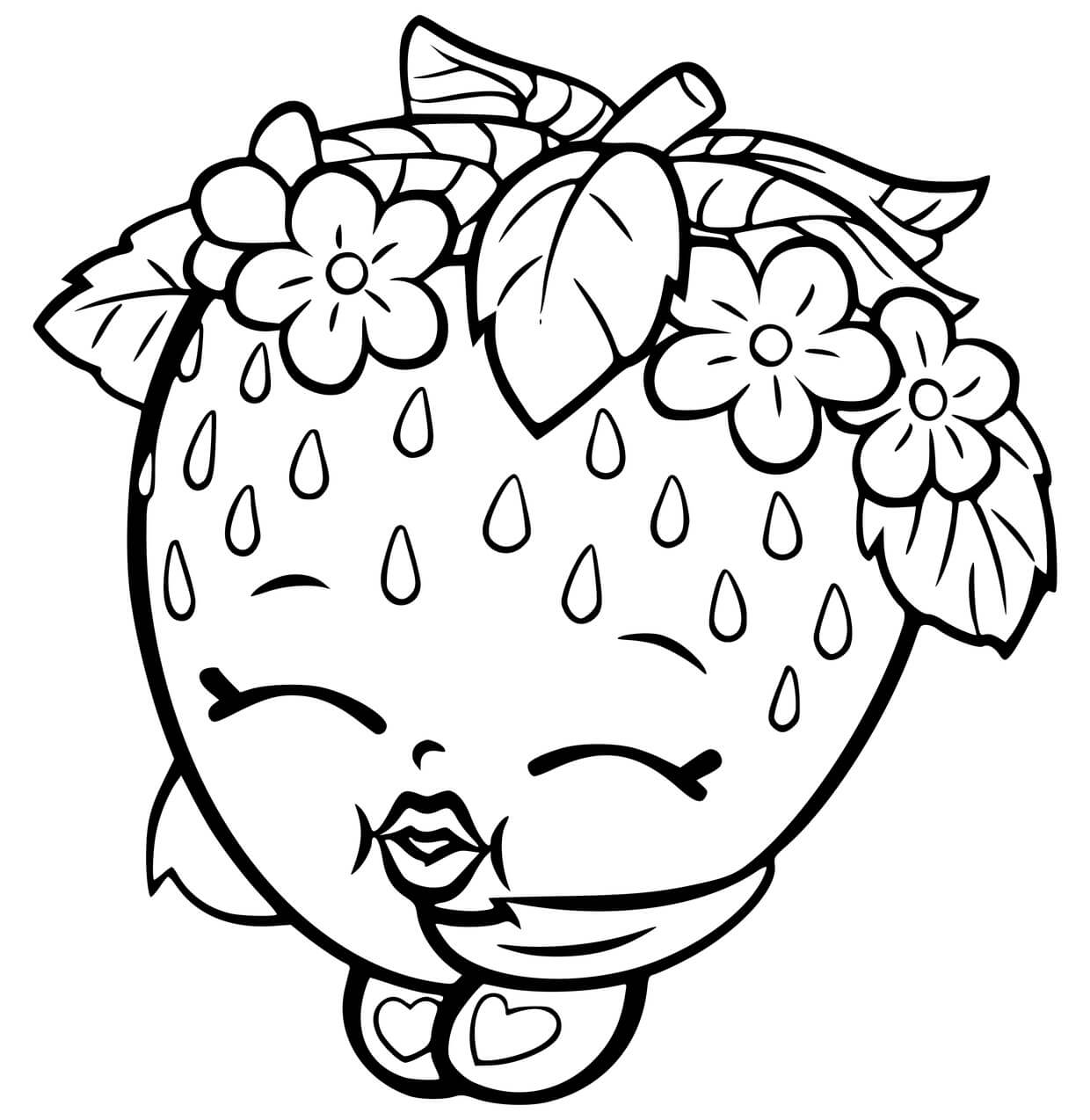 Dibujo de Fresa de Dibujos Animados Lindo para Colorear