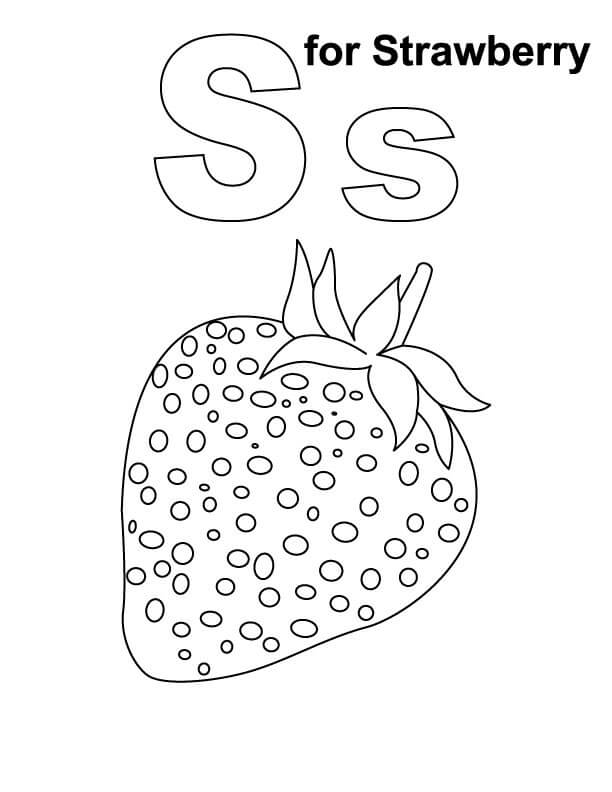 Dibujo de Letra S de Fresa para Colorear