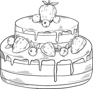 Dibujo de Pastel de Fresa para Colorear