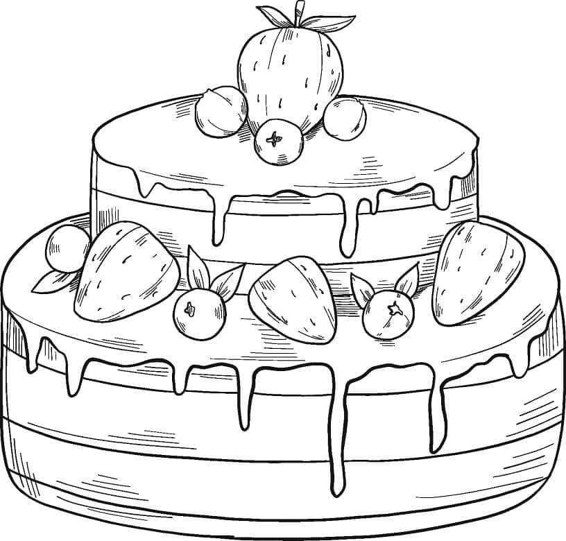 Dibujo de Pastel de Fresa para Colorear