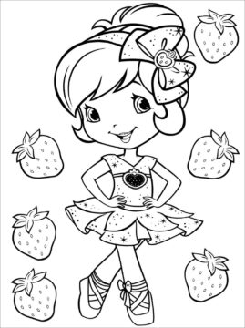 Dibujo de Tarta de Fresas con Fresas para Colorear