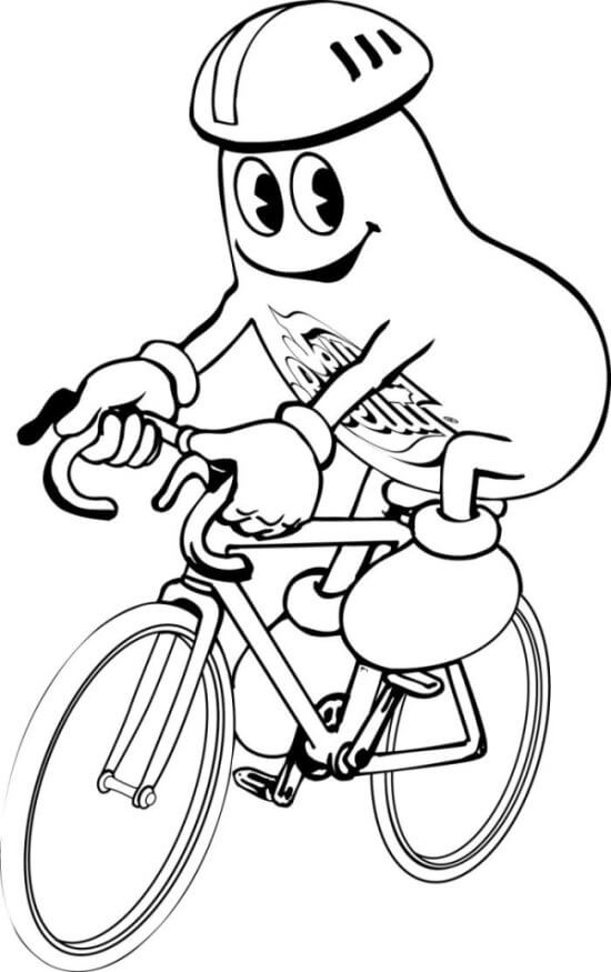 Dibujo de Beans Montando Bicicleta para Colorear