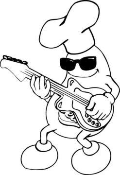 Dibujo de Frijoles Tocando la Guitarra para Colorear