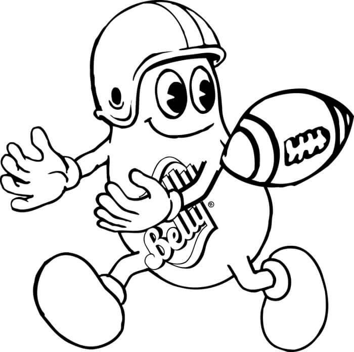 Dibujo de Jugador de Rugby de Frijoles para Colorear