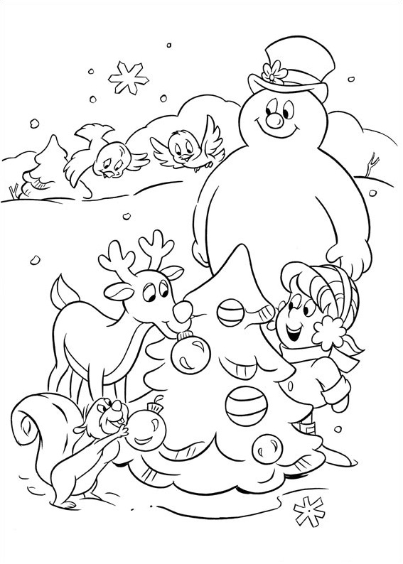 Dibujo de Karen Decorando el árbol de Navidad para Colorear