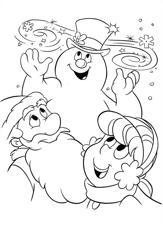 Dibujo de Karen Papa Noel Claus y Frosty para Colorear