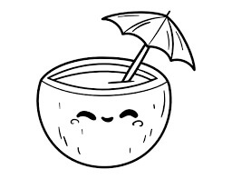 Dibujo de Bebida de Coco Kawaii para Colorear