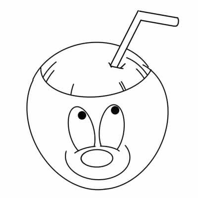 Dibujo de Bebida de Coco Sonriendo para Colorear