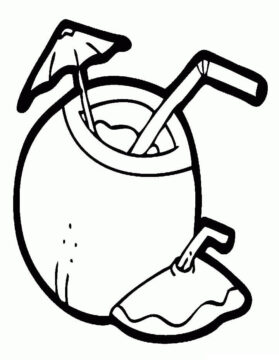 Dibujo de Bebida de Coco para Colorear