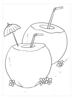 Dibujo de Dos Bebidas de Coco para Colorear