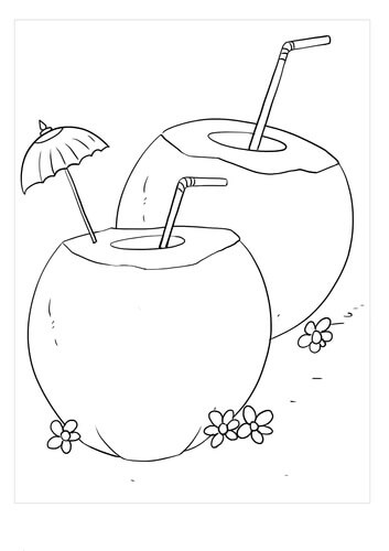 Dibujo de Dos Bebidas de Coco para Colorear
