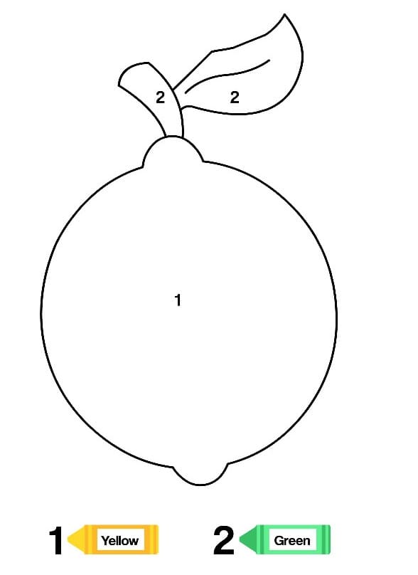 Dibujo de Colorear por número Fruta limón página para Colorear
