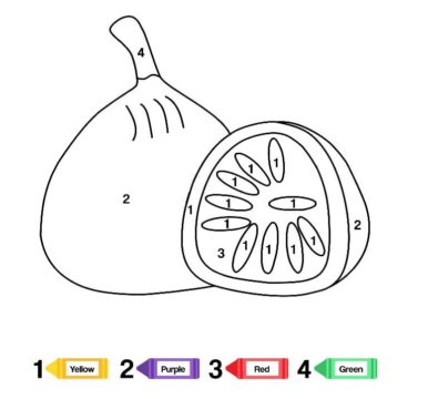 Dibujo de Colorear por número Fruta de Higo página para Colorear