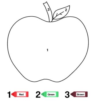 Dibujo de Colorear por número Frutas de Manzana página para Colorear