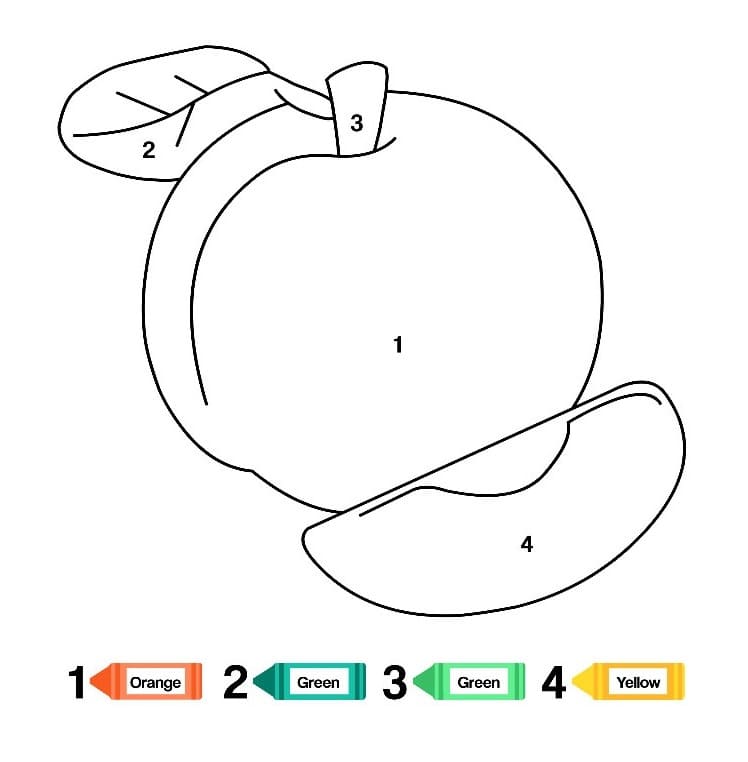 Dibujo de Colorear por número melocotón página para Colorear