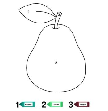 Dibujo de Colorear por número Pera página para Colorear